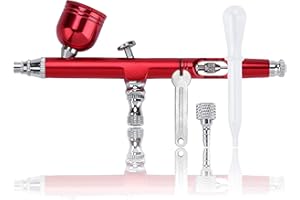 YUYTE Airbrush Pistolen Set, Airbrushpistole, 0.3mm Schwerkraft Airbrush Gun, Kompressor Spritzpistole, Schraubenschlüssel, Spritzpistole Kunst Tattoo Farbe Nagel Kuchen Dekoration Werkzeuge(Rosa)