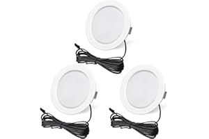 URing Spot Encastrable 12V Dimmable, 3,5W 3000K Blanc Chaud 300LM Extra Plat, Lampe Plafonnier LED Pour Meuble Avec Câble de 2m, Lot de 3, Blanc
