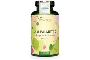 Saw Palmetto 10000 mg | Avec Pygeum Africanum | Extraits Fortement Dosé | 45% Acides Gras & 10% Stérols | Prostate & Confort Urinaire Homme | VEGAN & Sans Additifs | 90 Gélules | Vegavero®