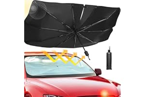 Parasol Coche Delantero, FemKey Paraguas para Parabrisas Sombrilla con Protección UV Plegable para Vehículos 140 x 79 cm