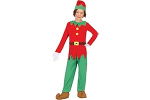 GUIRMA | Disfraz de Elfo Infantil - Camisa, Cinturón, Gorro y Pantalón - Disfraces de Navidad, Cuentos y Hadas para Fiestas de Año Nuevo y Celebraciones - Unisex - Rojo y Verde