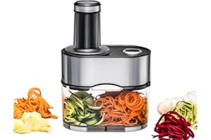 ROMMELSBACHER Spiralna krajalnica EGS 80 – 5 ostrzy do różnych makaronów warzywnych, pojemnik na ścinki 2,5 litra, duży otwór do napełniania, podwójny system bezpieczeństwa, całkowicie rozmontowany,