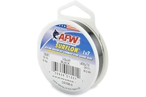 American Fishing Wire Surflon Nylon Coated 1x7 Stainless Steel Leader Wire - Fishing Leader Line for Saltwater, 10lb Test - 250lb Test in Bright, Black, Camo in 30ft, 100ft, 300ft and 1,000ft Lengths