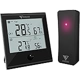 DOQAUS Digital Thermometer Innen Außen, Thermometer Hygrometer mit Außensensor, Raumthermometer, Funk Thermometer mit Großem 