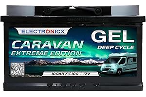 ELECTRONICX Batterie Gel 100Ah Extreme Caravan-Edition Camping Panneau Solaire Batterie de Décharge Lente Batterie Solaire Portable 100 Ah Gel-Technologie 12V.