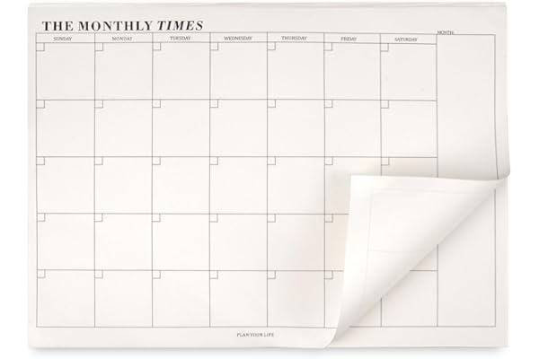 60 Feuilles Planning Mensuel 24.5x17.5 cm, Planificateur Mensuel Calendrier Non Daté, Détachable Planificateur Bloc-Notes, Monthly Planner, pour Cole, Bureau, Maison