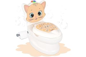 Lemodo Kindertöpfchen Töpfchen Kinder ab 18 Monate Kindertoilette Babytopf mit Spülgeräusch herausnehmbarer Innenbehälter rutschhemmender Boden Toilettenpapierhalter Töpfchentraining Motiv Katze