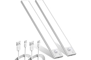 ULG Motion Sensor Under Cabinet Lights 12'' USB-C Rechargeable Closet Lights 47 LED Under Cabinet Lighting Wireless 6000K Dimmable Under Counter Lights for Kitchen, Hallway, Stairway - 2/Pack