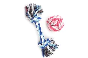 Ranphy Lot de 2 jouets en corde pour petit chien ou chat pour entraînement et jeu de dentition de chiot, balles comme fil dentaire M