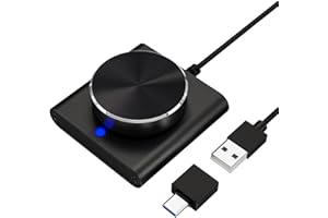 cooidea - Pomo de Control de Volumen USB con una tecla de Silencio/Pausa para Ordenador, Ajuste de Audio, Control Remoto de Volumen de Audio, Compatible con WinXP/7/8 10/Vista/Mac/Linux (Negro)