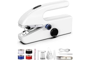 JAR HEADS Mini Portable Sewing Machine, Two Modes, Battery & USB Powered, Ideal for Beginners, Home DIY & Travel, White