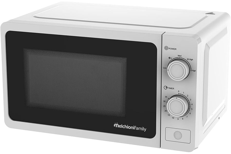 Melchioni Family Microwave Oven with Grill 20L, Wave, Multifunction, 800W, Manual Adjustment, Grill Function, Timer 1-35 Min, Dimensions 45.5 x 32 x 25.5 cm