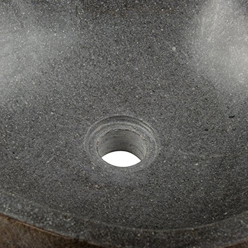 DIVERO Aufsatzwaschbecken Naturstein Handwaschbecken Neapel max. 30 kg Andesit Findling grau sand poliert Durchmesser ca. 29-50cm - 4
