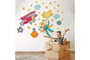 kina - R00362 Adesivi Murali Soffice Effetto Tessuto Riposizionabile Favola Il Piccolo Principe Decorazione Muro Bambino Neonato Cameretta Asilo Nido Carta da Parati Adesiva - misura 40x30 cm
