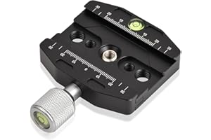 Cozlly 70mm Piastra Sgancio Rapido, Piastra di Rilascio Rapido di Alluminio Livella a Bolla Incorporata con Vite da 1/4"-3/8" Adattatore, Compatibile per Arca Swiss Treppiede Fotocamera
