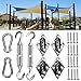 Produktbild KING DO WAY 8 Stück Edelstahl Sonnensegel Befestigung Zubehör Set, beinhaltet 2 x Klemmschraube, 2 x Karabinerhaken, 4 x Wandbefestigungen,16 x Schrauben (6mm,8pcs)