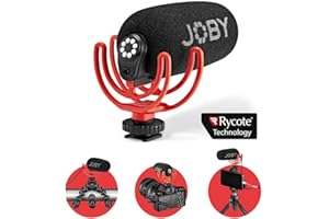 JOBY Wavo On-Camera Vlogging Kompaktmikrofon, YouTube Mikrofon mit Super Cardioid Pattern mit Rycote Duo-Lyre für Smartphone, CSC, Vlogging, Podcast, IRL, Content Creators