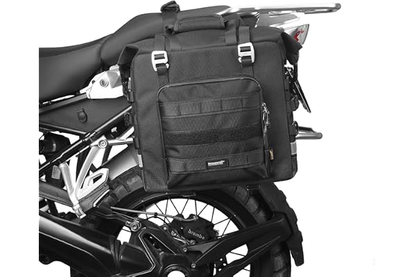 Rhinowalk Sacoches de Selle de Moto imperméables à Fermeture Rapide Compatibles avec la Plupart des Porte-vélos d'aventure et de Sport - 25L, Noir, 1 Pack