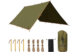 FREE SOLDIER Waterproof Portable Tarp Multifunctional Outdoor Camping Traveling Awning Backpacking Tarp shelter Rain Tarp(Brown)