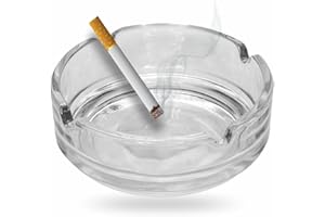 3HA HAHAHA Ash Tray Ceramic Crystal Ashtray Glass 105mm Cigarettes Smoking Ash Collector Small Transparent Collectible Elegant Indoor Ashtray For Home Garden Table Bar Or Pub 3x10.5cm (Pack Of 1)