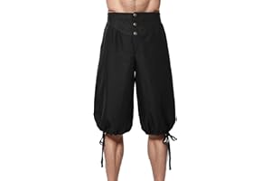 BPURB Pantalones Pirata Vikingos Medievales para Hombre Retro coloniales renacentistas Pantalones Cosplay Cortos con Cordones