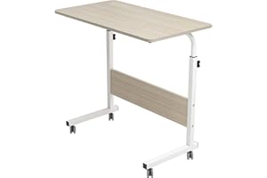 sogesfurniture Stół na laptopa z regulacją wysokości, z kółkami, mobilny stolik pomocniczy, do łóżka i sofy, 80 x 40 x 71-90 cm, klon biały, 05#1-80MP, biustonosz