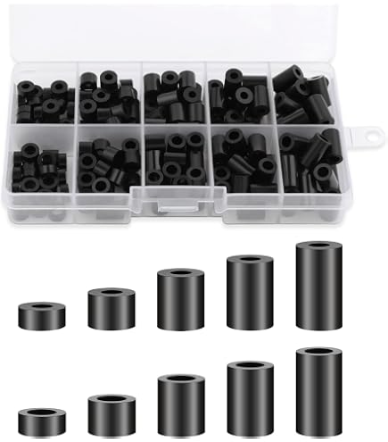 PATIKIL 200-Pack ABS Plastic Spacer Washers - 4.2mm ID, 7mm OD, 6mm L For M4 Screws, Beige
