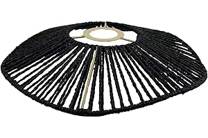 Fonowx Abat-Jour Rustique en Corde Tissée Noir, Boho, Suspendu pour Lampe de Plafond, Salon, Hôtel, Café, Restaurant, Chambre, Bureau, Cadeau de Pendaison de Crémaillère