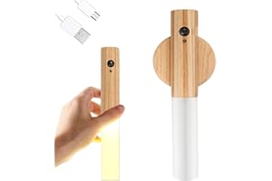 JINSENTGG Wooden Wall Light, Indoor Night Light with Motion Sensor, Magnetic Rechargeable Wireless Battery Wall Lights with Switch for Bedroom, Hallway, Stairway, Children Room and More (Ash wood-1pc)