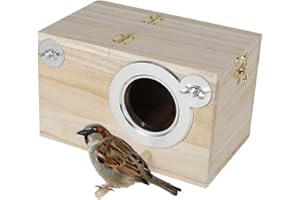 Muross Parakeet Nesting Box Bird House Budgie Wooden Breeding Cage Parrot Mating Box Nest Aviary for Lovebirds, Finch, Cockatiel, Cage