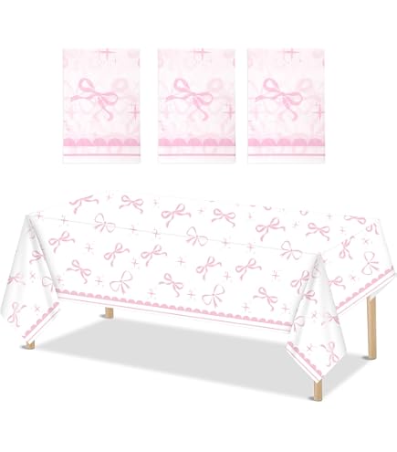 Tischdecke Mit Schleifenmuster 137 X 274 Cm – Rosa, 3 Stück, Kunststoff Für Party & Feier