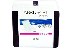 ABENA Abri-Soft Superdry Disposable Incontinence Bed Pads, Eco-Labelled Underpads, Leak Protection, Soft and Secure Bed Protectors - 60x90 cm, Pack of 30