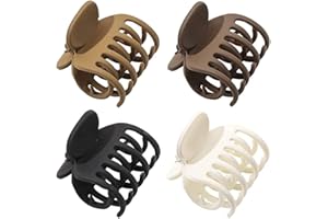 ZSPERKLA 4 Stück mittelgroße Klauen-Haarspangen für Frauen und Mädchen dünnes Haar, matte, kleine Haarklammern, rutschfeste, zweireihige Kieferspangen (A)