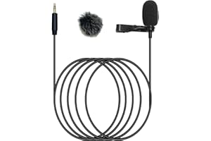 NewTH Lavalier Lapel Microphone Condenser Mic Condenser Wired Clip On Lav Mic (Straight 3.5mm TRS Plug for DJI and for Rode)