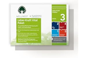 ‎WELLNEST Wellnest Leber-Kraft Detox-Kur-Paket (Entgiftungs-Kurpaket für 40 Tage Leberreinigung nach TCM) - 100% pflanzlich - einfache Handhabung - sehr gut wirksam bei Leber- und Durchschlafbeschwerden