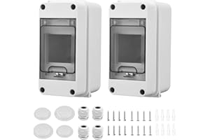QIYICHE 2 Stück Sicherungskasten Aufputz, kleinverteiler IP65-1 Reihig-3 Module, mit 4 Anschlüssen Verteilerkasten Aufputz, Geeignet für Gärten im Freien, Bauernhöfe, Ladesäulen, Feuchtraum
