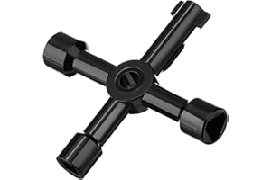 WeddHuis Chiave multifunzionale a 4 vie per elettricità, acqua, gas, contatore, armadietto, chiave di apertura (nero)