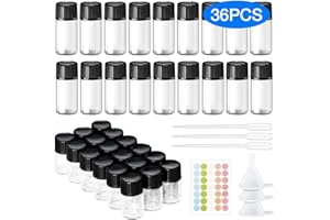 DONQL 36pcs Campione Bottiglie di vetro Vuoto Portatile Bottiglia di Olio Trasparente Mini Bottiglie di Vetro Vuoto per Aromaterapia Profumi Essenziali Olio 2ml/3ml
