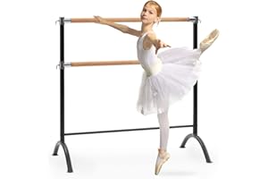 KLAR FIT Anna-Marie - Double Barre de Danse Classique, Pose Libre, Hauteur réglable, Poignées de Verrouillage, Pieds Solidesn, Tubes d'acier, Stretching