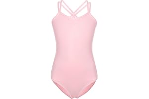 FONLAM Maillot de Danza Ballet para Niña Leotardo Baile Danza Maillot de Gimnasia Clásico Tirantes Cruzados Actuación Fiesta Niña