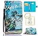 Produktbild für Alcatel One Touch Pop 3 5.0 Hülle Brieftasche Schutzhülle, Malerei PU Lederhülle Flip Hülle im Bookstyle Cover Schale Stand Ständer Etui Karten Slot Schutzhülle Tasche Wallet Case für Alcatel One Touch Pop 3 5.0 +Schlüsselanhänger (E) (2)