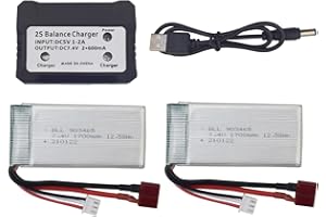 ZYGY 2St. 7.4V 1700mAh Lithium akku & 2in1 Ladegerät für 9200 9200E 9205E 9202E 9203E 9204E 9206E HB101 2.4G 1:10 Anteil Fernbedienung Allradantrieb hohe Geschwindigkeit ferngesteuertes Geländewagen