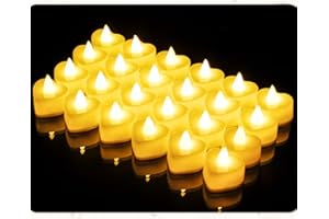 LOGHOG Heart Shape LED Candles Light Pack of 24, Flameless Flickering Love Candle Light for Marriage Proposal, Wedding, Valentine's Day, Anniversary, Thanksgiving （Warm White ）