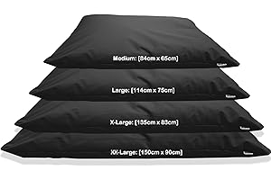 Kosiproducts Beanbag Floor Cushion Pillow indoor outdoor garden Water Resistant 100% soft luxury Polyester Fabric (Medium [84cm x 65cm], Black)