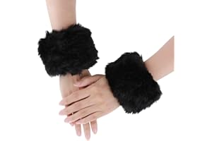 YOLEV 1 paio di bracciali da polso polsini in pelliccia sintetica polsini da polso da donna inverno decorazioni natalizie
