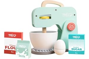 OWL & FOX TP Toys Robot Mixeur en Bois FSC – Set Pâtisserie Enfant – Bol à Mélanger et Accessoires – Jouet Éducatif Durable – Bleu – 20,3 x 11,8 x 22,9 cm – Dès 3 Ans