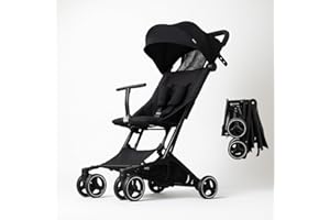 Passeggino Leggero Compatto, portata Pieghevole e Piccolo, Reclinabile, 6 mesi-22 Kg, passeggino da viaggio aereo BEBE2LUXE PIKO (nero)