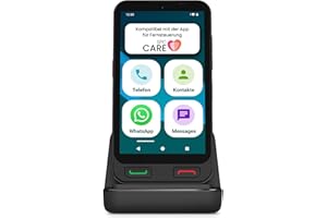 SPC Zeus 2 + Handyhülle | Smartphone für Senioren Kompatible mit App Fernverwaltung und -ortung | Easy-Mode, physische Tasten, XXL-Symbole | 5" Display, Dual-Kamera, 64GB | Ladestation, SOS-Taste