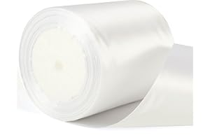 YAAVAAW Ruban de satin blanc épais de 22 m x 10 cm de large, ruban blanc épais de 10,16 cm, pour emballage cadeau, voiture, cadeau de mariage, Noël, anniversaire, gâteau, nœud pour cheveux, bouquet de