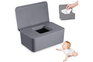 jiuzcare Boîte De Lingette Bébé Boite A Lingette Lingettes Humides Avec Couvercle, Peut être Placé Dans Le Salon, La Chambre à Coucher, La Cuisine, Le Papier De Rangement, La Serviette Sèche, Gris